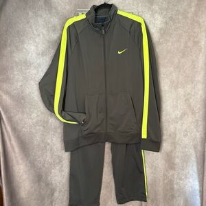 Nike Track Set 679717-021 Jacket Pants Mens Size XL Gray‎ Neon Yellow